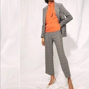 Aritzia Wilfred Kick Flare Check Houndstooth Plaid Pants Black Rust Size 2